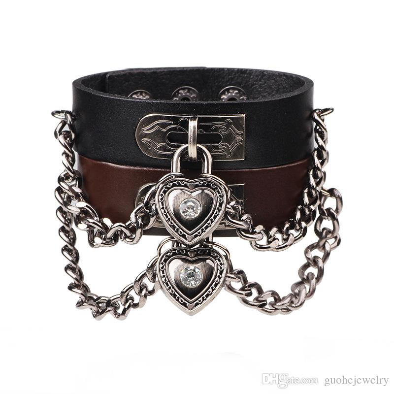 New arrival Couple leather bracelets DIY rivets chain bracelets leather heart shaped pendant bracelets free shipping, Golden;silver
New arrival Couple leather bracelets DIY rivets chain bracelets leather heart shaped pendant bracelets free shipping, Golden;silver