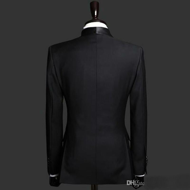Mens Suits Black Groom Wedding Tuxedos Shawl Lapel Slim Fit Bridegroom Formal Wear Best Men Suit For Weddings Jacket and Pants