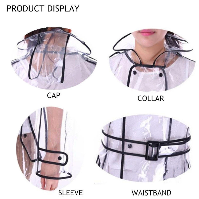Jacket Raincoat Runway Black Women Girls Rain Coat EVA Ladies Windproof Clear Vinyl Hoodie