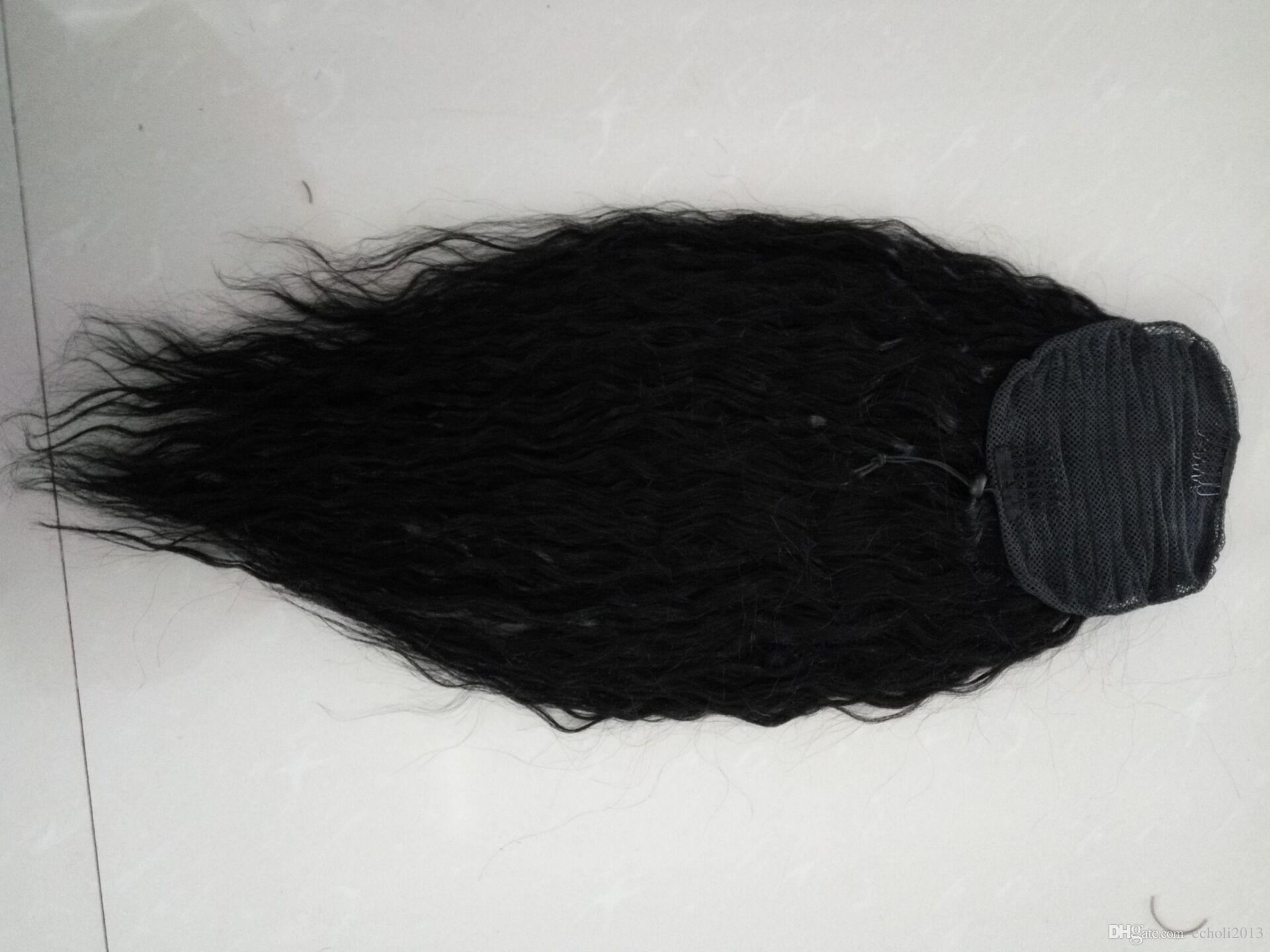 Indian unprocessed Natural Human Hair Ponytail Extension 100% virgin pony tail hair real natural hair Loose wave ponytail extension