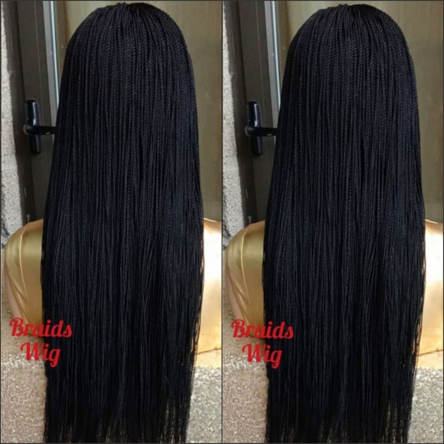 High quality Micro Twist Braids Wig 30 Inch Handmade Senegalese Twist Wig Black/brown braided lace front wig for women