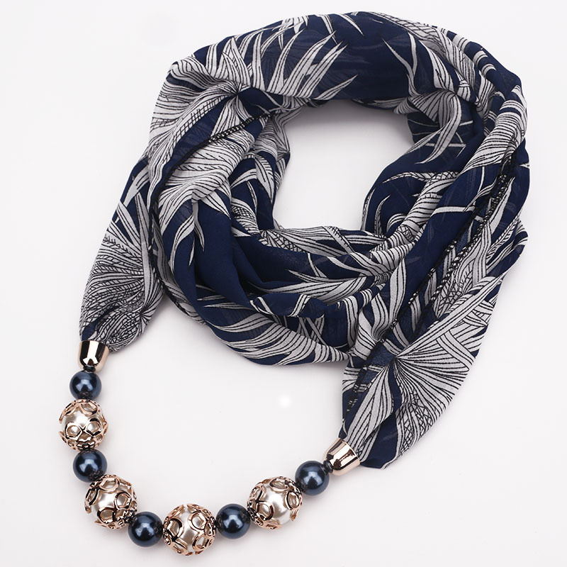winter scarf Women Solid Jewelry Pendant Chiffon Scarf Pearl Shawls and Wraps Soft Female Accessories silk scarf