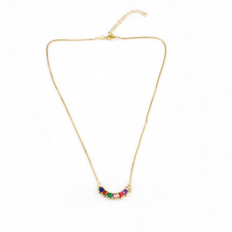 Gold Fill Multicolor Topaz Circle Pendant Necklace for Women, Vintage Wedding Jewelry Gift