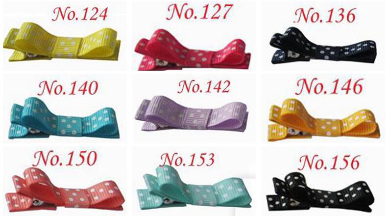 Hair Accessories simply Bows Clips layered polka dot ribbon covered Single Prong Duckbill Alligator Hairpins Baby headwear FJ3226