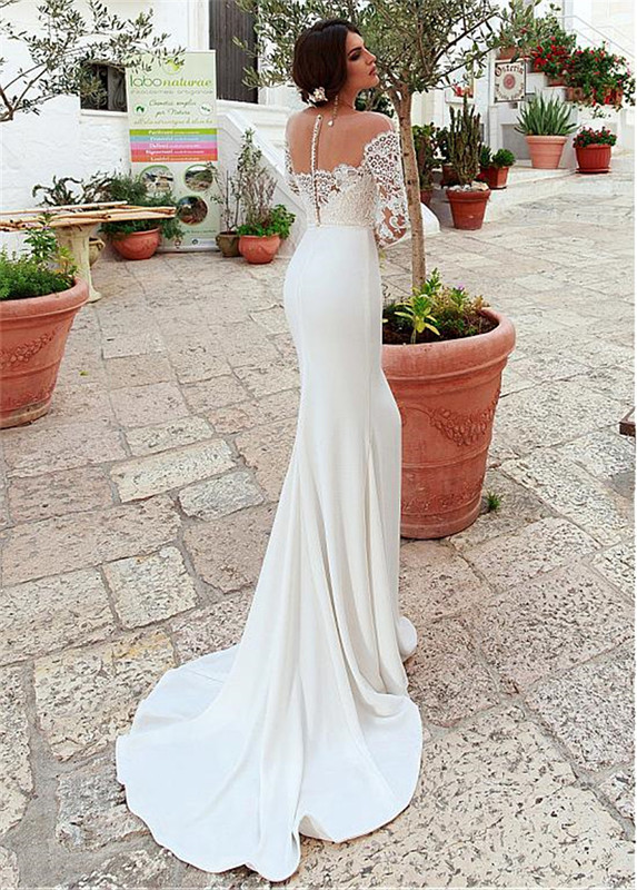 Amazing Tulle & Four Way Spandex Scoop Neckline Mermaid Wedding Dress With Lace Appliques Long Sleeves Bridal Dresses, Gold
Amazing Tulle & Four Way Spandex Scoop Neckline Mermaid Wedding Dress With Lace Appliques Long Sleeves Bridal Dresses, Gold