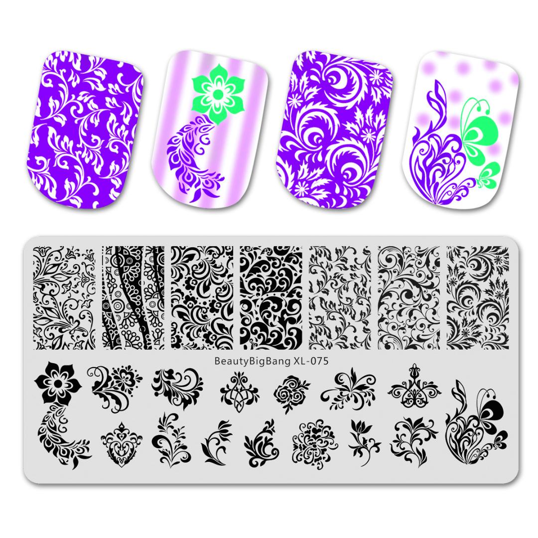 

BeautyBigBang Nail Art Stamping Plates Green Grass Plants Flower Printing Image 6*12cm Nail Mold Template Stamping Plate XL-075