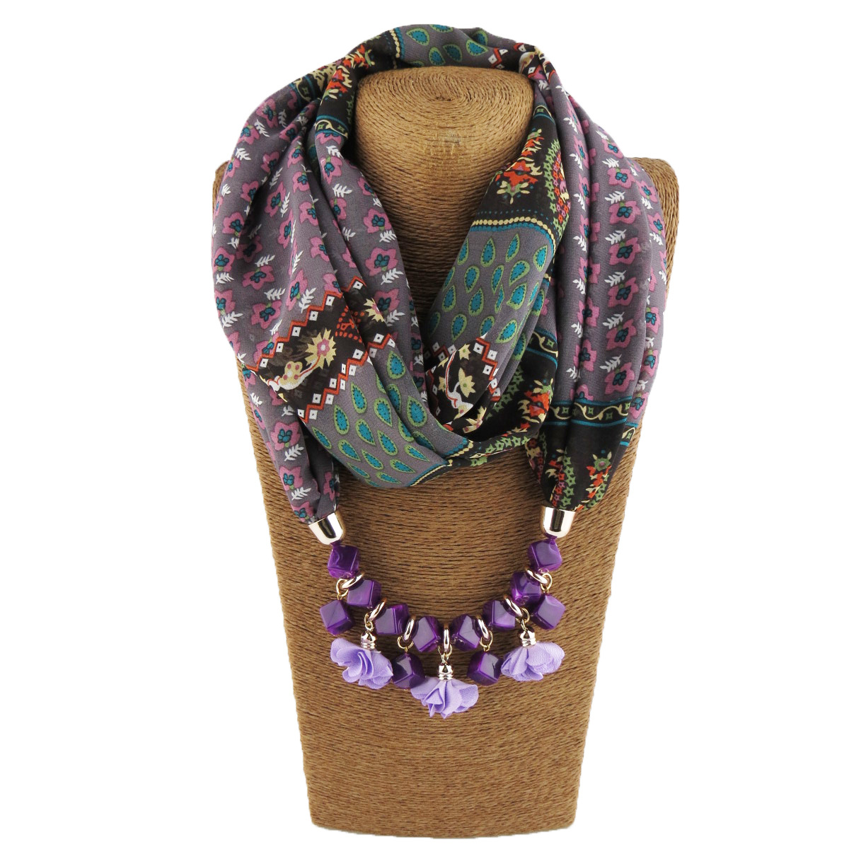 winter scarf Chiffon Scarf Bullet Pendant Charm Fashion Women Jewelry Scarf Necklace Shawls scarves Acessories 2020