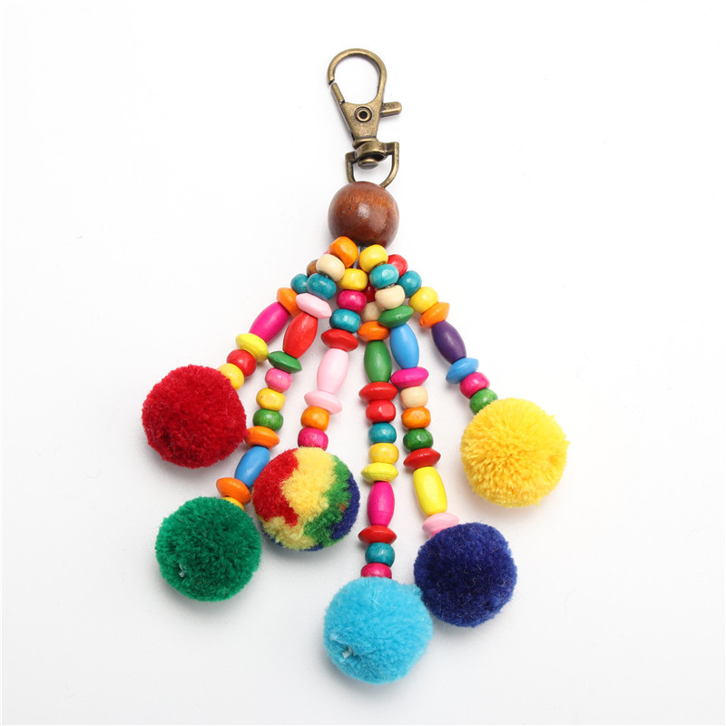 RE Charm Pompon Pom Pom Keychain Tassel Trinket Pompom Key Chain Accessories Bag Charms Women's Car key rings for a Women J3030
