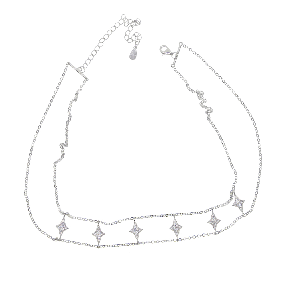 32+8CM choker necklace 6 pcs north star charm double chain elegance 925 sterling silver collar chain