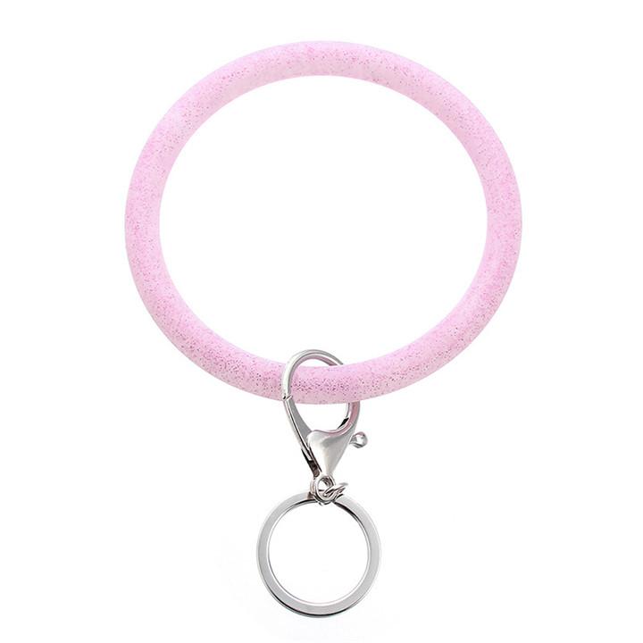 Silicone Wrist Key Ring Fashion Glitter Bracelet Sports Keychain Bracelets Bangle Round Key Rings Large O Keyring Jewelry