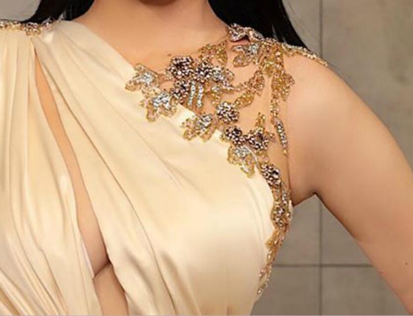 arabic aso ebi champagne sexy mermaid evening dresses crew long sleeves prom dresses satin formal party second reception gowns zj553