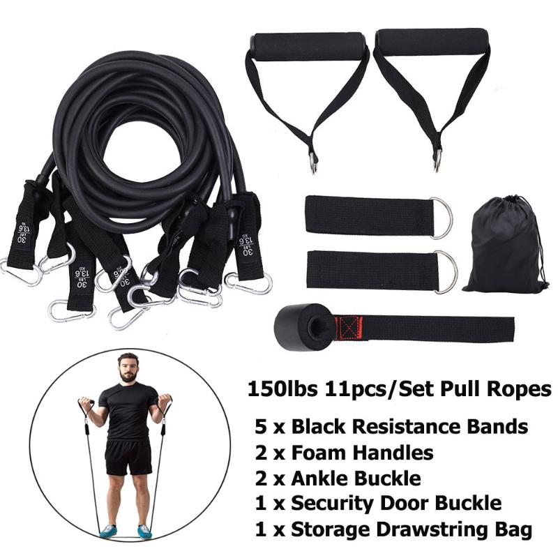 150lbs Sports Resistance Bands 11pcs/Set Elastic Yoga Fitness Pull Rope Body Exercise Home Gym Training Fitness Equipment Black
150lbs Sports Resistance Bands 11pcs/Set Elastic Yoga Fitness Pull Rope Body Exercise Home Gym Training Fitness Equipment Black