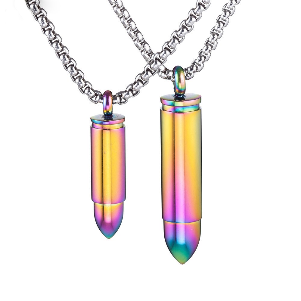 Hip Hop Bullet Shape Lover Couple Pendant Necklace 316L Stainless Steel Can be Unscrewed Pendants Jewelry
