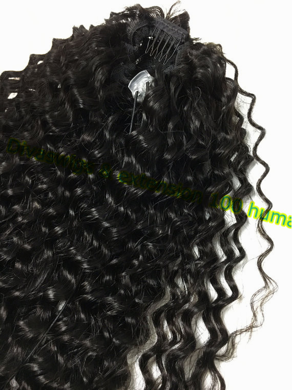 Unprocessed Natural Curly Weave Ponytail Clip ins Natural Ponytails Extensions drawstring ponytail long high braid style hair 160g