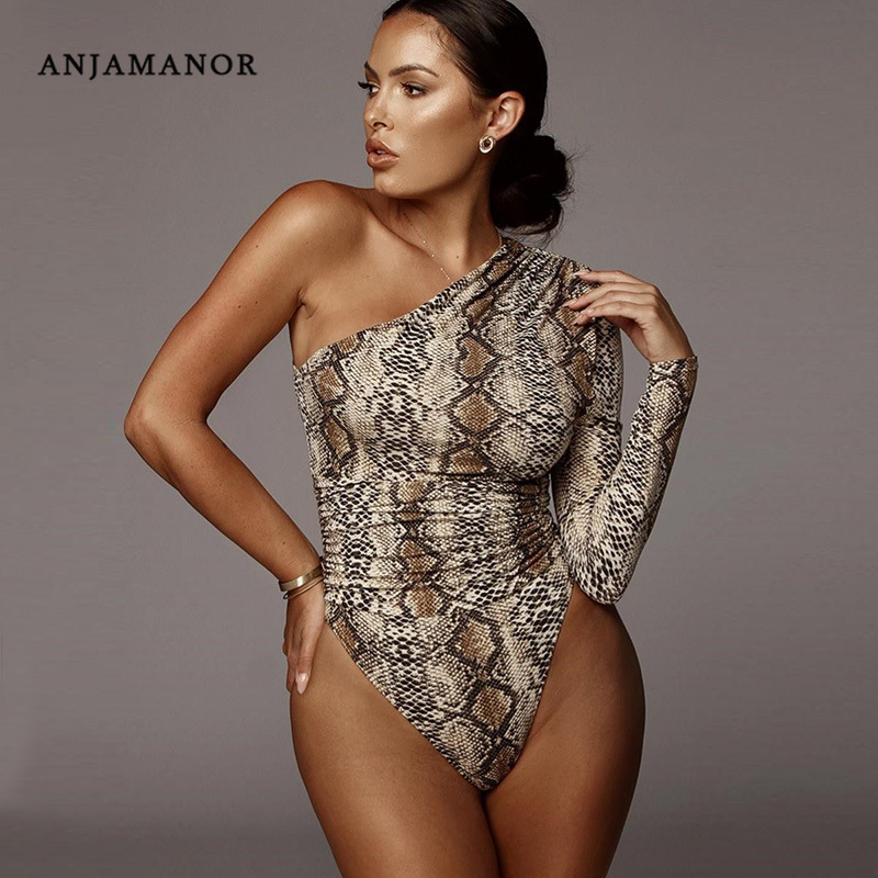 ANJAMANOR Snake Print Slim Backless One Shoulder Long Sleeve Bodysuit Women One Piece Body Mujer Club Tops Winter 2019 D83-AZ03
ANJAMANOR Snake Print Slim Backless One Shoulder Long Sleeve Bodysuit Women One Piece Body Mujer Club Tops Winter 2019 D83-AZ03