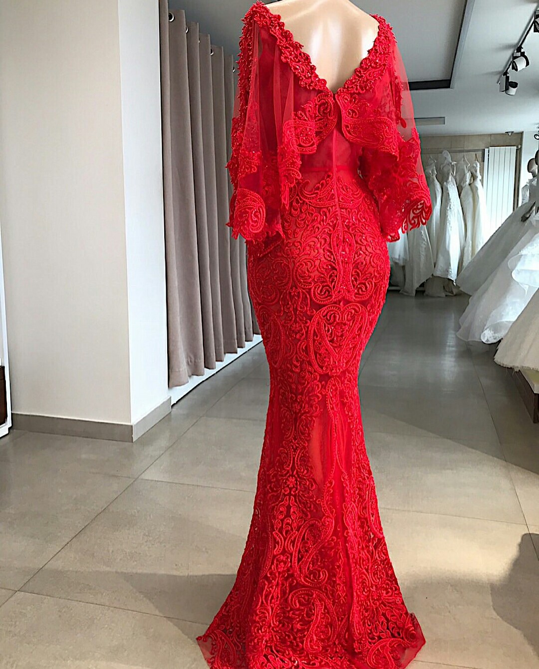gorgeous vneck mermaid party dresses appliqued beaded evening dress ruffle cheap sweep train custom made party gown hot sell