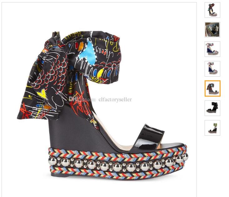 High Quality Luxury Red Bottoms Levantinana Sandal Wedge Graffiti Patent Leather Women Ankle Strap Gladiator Sandals Party Wedding Dress
High Quality Luxury Red Bottoms Levantinana Sandal Wedge Graffiti Patent Leather Women Ankle Strap Gladiator Sandals Party Wedding Dress