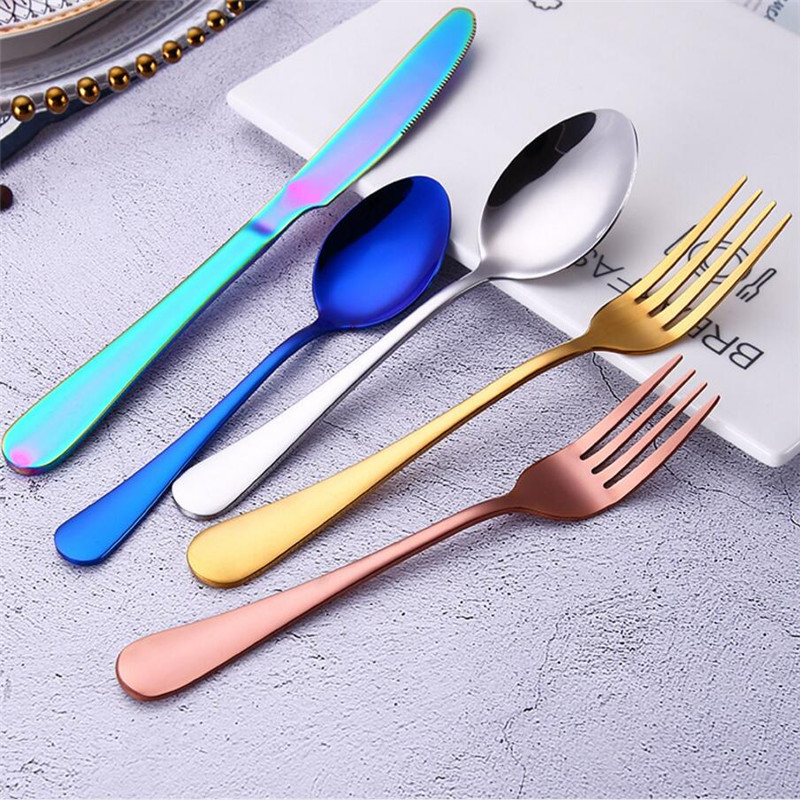 5 pcsset flatware sets 6 colors dinner set flatware fork knife spoon teaspoon sets elegant cutlery kitchen accessories9516703