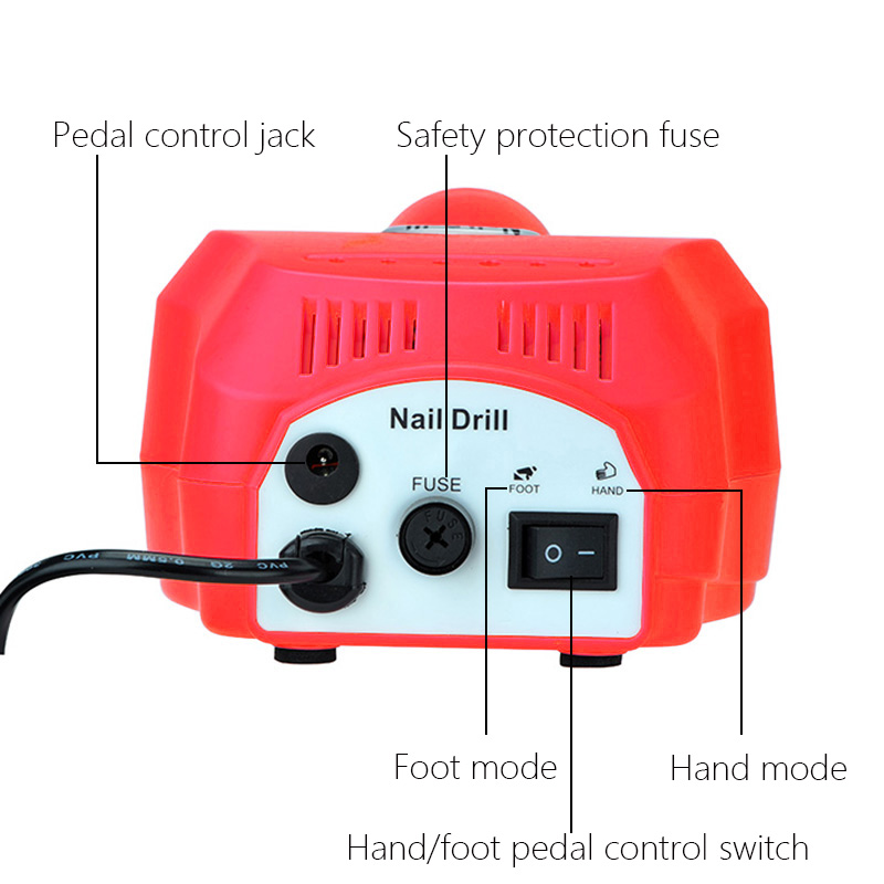 35000/20000 RPM Electric Nail Drill Machine Manicure Set Pedicure Tips Polishing Equipment Miling Cutters File Left Hand Tools