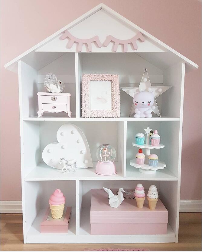 Children Cabinets Nordic ins style landing house bookshelf children's baby room storage decoration solid wood rack