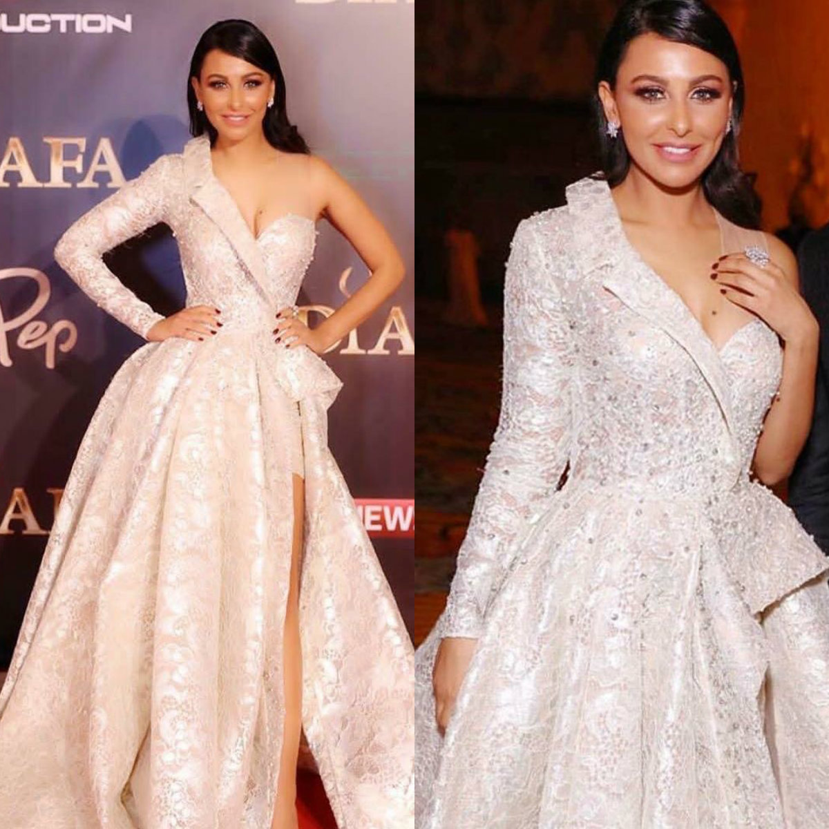 Gorgeous Arabic Evening Dresses One Shoulder Satin Long Sleeves High Split Prom Dress A Line Beaded Plus Size Formal Occasion Gowns, Ivory
Gorgeous Arabic Evening Dresses One Shoulder Satin Long Sleeves High Split Prom Dress A Line Beaded Plus Size Formal Occasion Gowns, Ivory