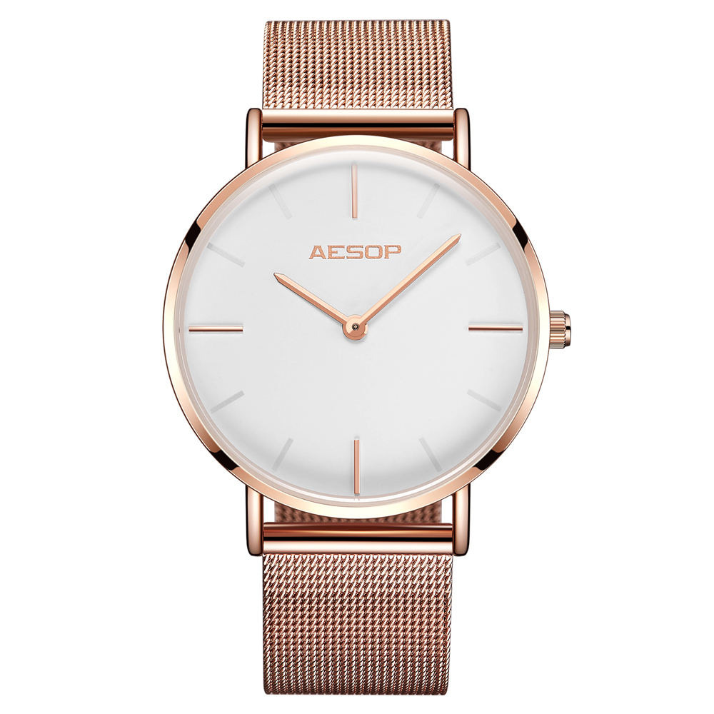 AESOP 7mm Ultra thin Women Ladies Quartz Women's Bracelet Watches Gold Mesh Steel Strap Woman Wrist Watch Luxury reloj mujer A CJ191217