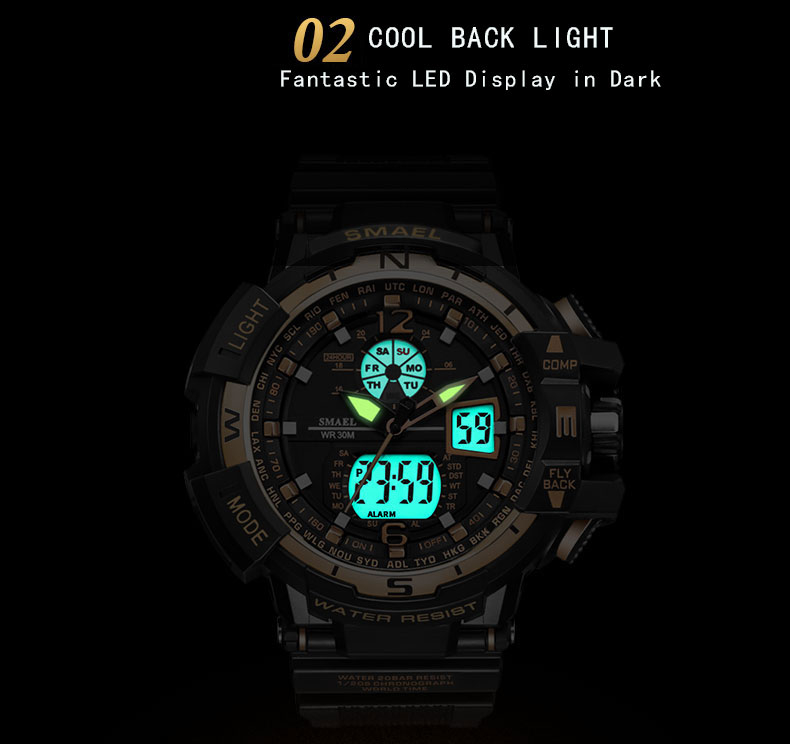 Casual Watch Men Waterproof montre homme Men's Writswatch LED Digital Watches Men Clock Led reloj hombre 1376 Big Sport Watches LY191213