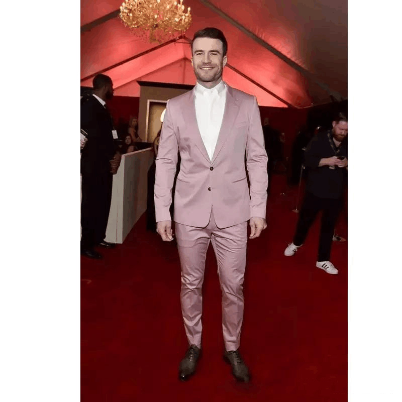 Dusty Pink Two Pieces (Coat+Pant) Groom Suits Two Buttons Peaked Lapel Wedding Classic Fit Best Men's Prom Suits