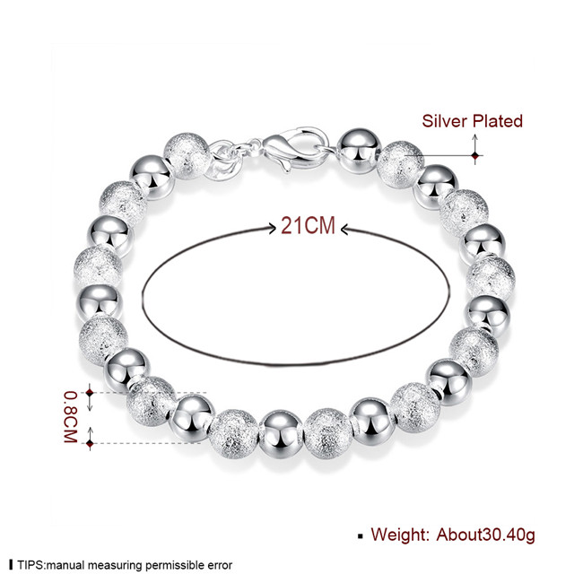 Hot sale best gift 925 silver 8M Sand Light Beads Bracelet DFMCH084,brand new fashion sterling silver plated Chain link gemstone bracelets