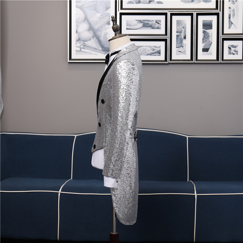 2-Piece Hot Sale Men Suits Custom Made Fit Slim Men Adult Sequin Tuxedo Suit Nightclub Bar Party Stage Performance Suit For Man