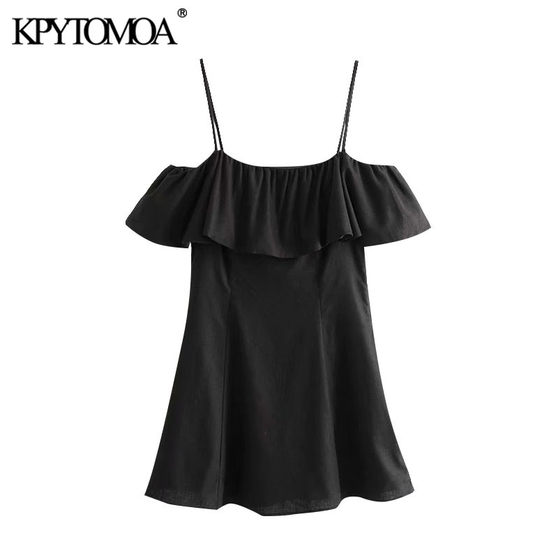 KPYTOMOA Women 2020 Chic Fashion With Lining Ruffled Mini Dress Vintage Side Zipper Spaghetti Strap Female Dresses Vestidos, As picture
KPYTOMOA Women 2020 Chic Fashion With Lining Ruffled Mini Dress Vintage Side Zipper Spaghetti Strap Female Dresses Vestidos, As picture