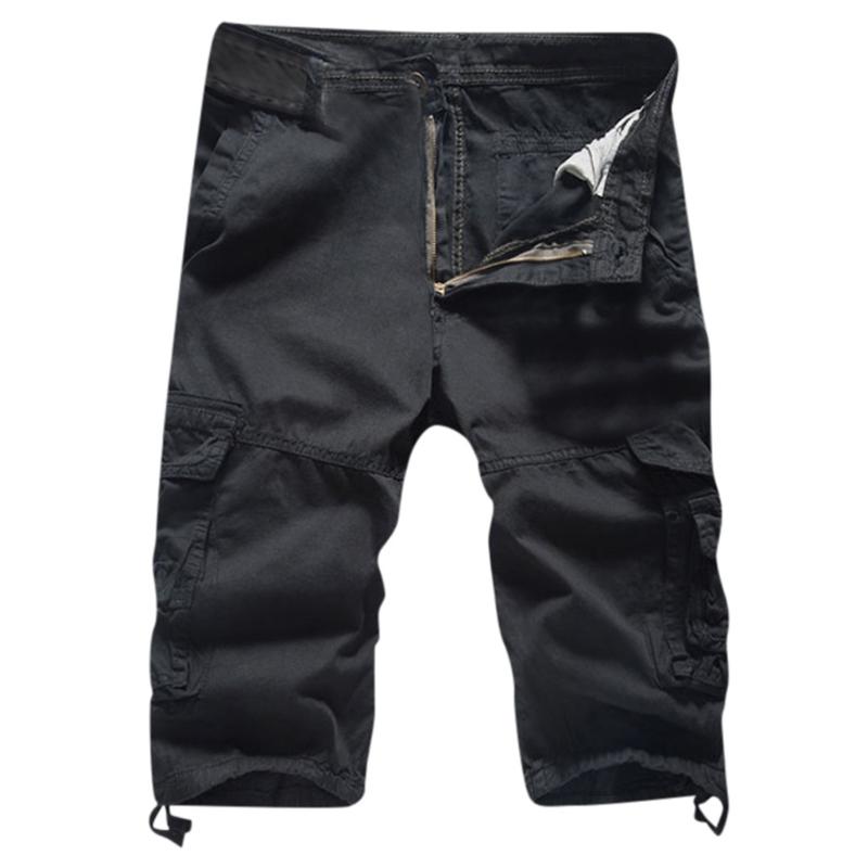 feitong Men's Casual Shorts Solid Outdoor Pocket Beach Work short Hommes Cargo Shorts men cargo plus size shorts#g35