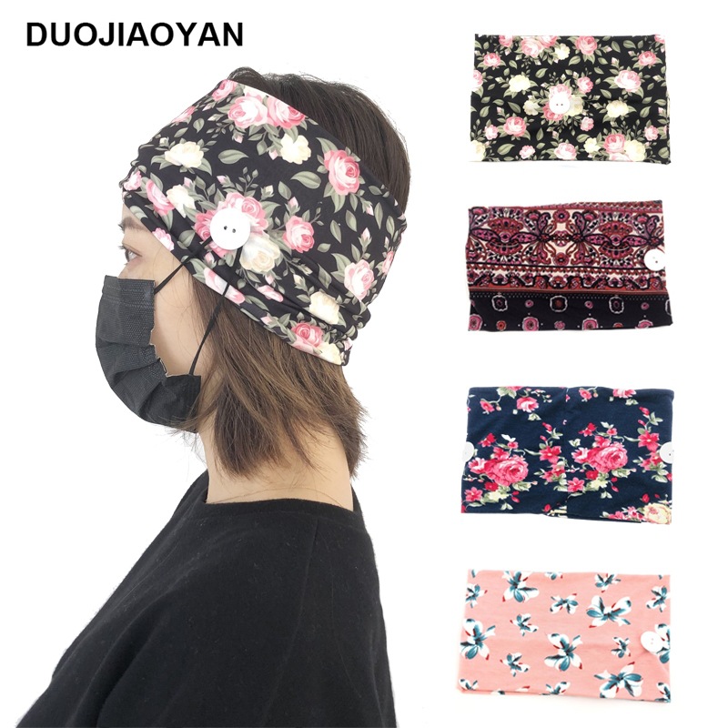 2020 Women Hair Headband with button for masks Fashion Printing Elastic Fabric Headband Fitness Yoga Scarf Sports Hair Band
2020 Women Hair Headband with button for masks Fashion Printing Elastic Fabric Headband Fitness Yoga Scarf Sports Hair Band