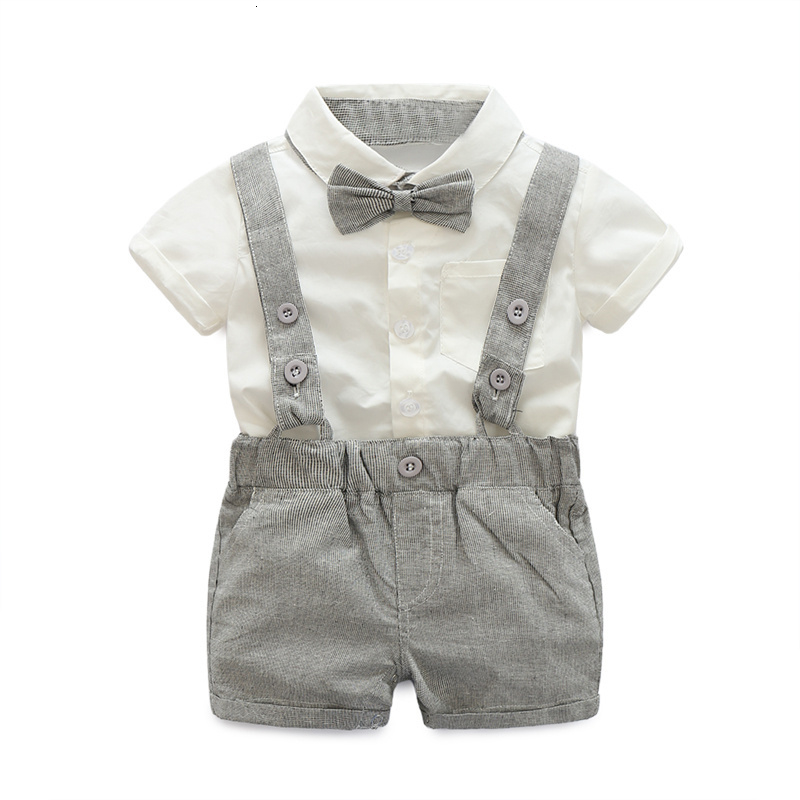Tem Doger Baby Boy Clothing Set 2018 New Summer Infant Boys Clothes Tie Shirts+Overalls 2PCS Outfit Sets Bebes Gentlemen Suit T191024
