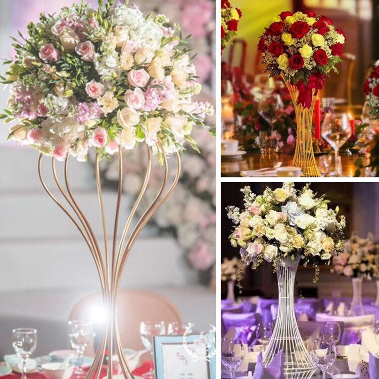 Extraordinary Wedding Trumpet Shape Gold/White Metal Flower Stand Road Lead For Wedding Party Banquet Home Decoration Usage