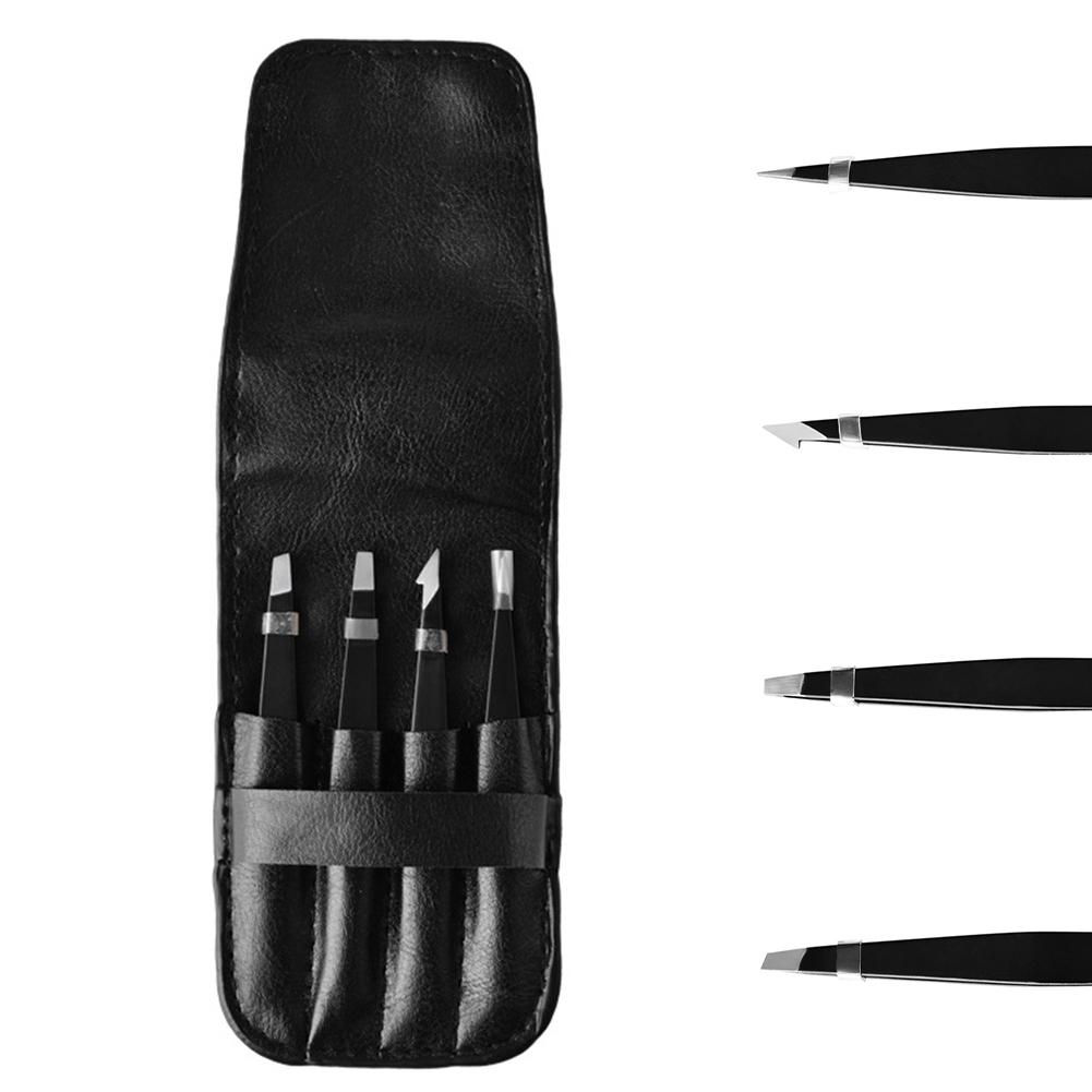 

4Pcs/Set Stainless Steel Eyebrow Tweezers Flaip/Slanted/Knife False Eyelashes Tweezers Eyebrow Clips Manicure Makeup Tool