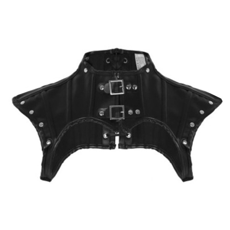 Women Warrior Armor Steampunk Costume Accessories Retro Gothic Style Studded Belted Faux Leather Bucked Shoulder Armor Female Clubwear S-XXL