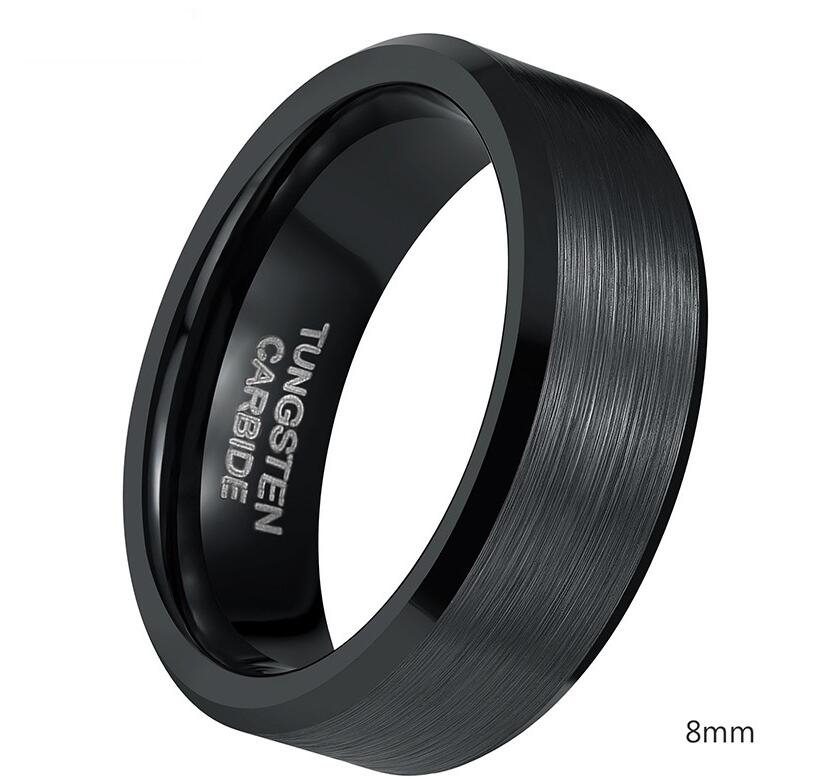 4mm 6mm 8mm Black Tungsten Cardide Ring Men High Polished Edges Wedding Band Engagement Rings For Women Male Jewelry Comfort Fit