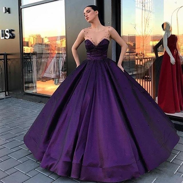 Ball Gown Purple Evening Dresses Illusion See Though Beaded Elegant Formal Party Dress Princess Prom Gown, Sage
Ball Gown Purple Evening Dresses Illusion See Though Beaded Elegant Formal Party Dress Princess Prom Gown, Sage