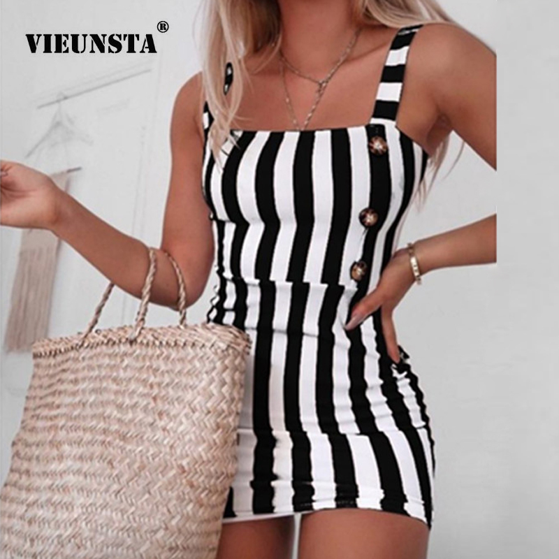 2020 Striped Print Button Mini Straight Dress Women Off Shoulder Backless Vintage Party Dress Elegant Sleeveless Summer Sundress, Black
2020 Striped Print Button Mini Straight Dress Women Off Shoulder Backless Vintage Party Dress Elegant Sleeveless Summer Sundress, Black