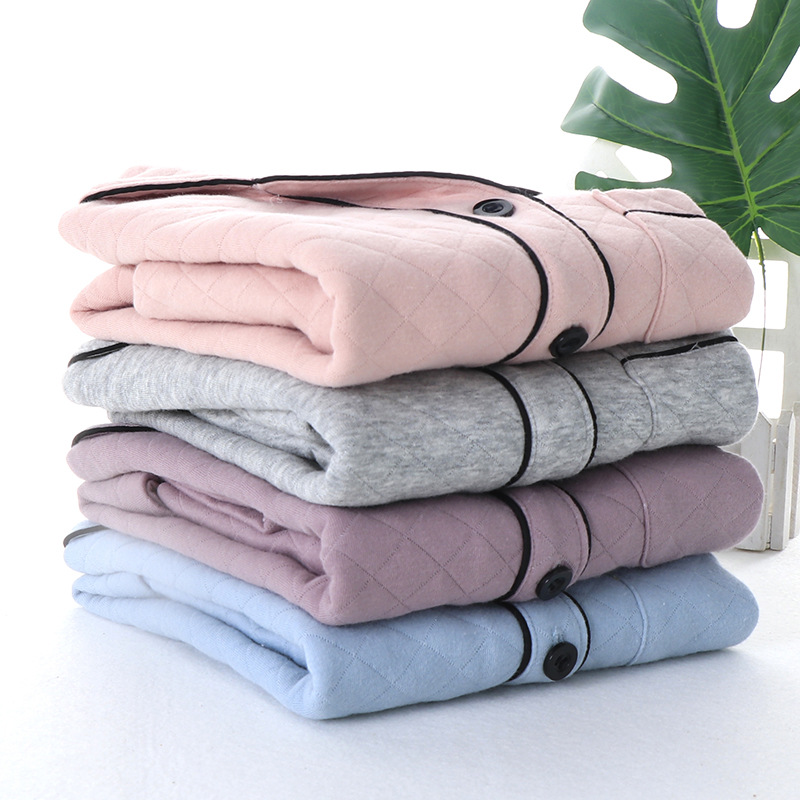 Women Winter Cotton Unisex Family Sleepwear 2pcs Piping Sleep Shirt with Pants Pajamas Sets for Mom Dad and Kids Home Lounge Wear Multicolor