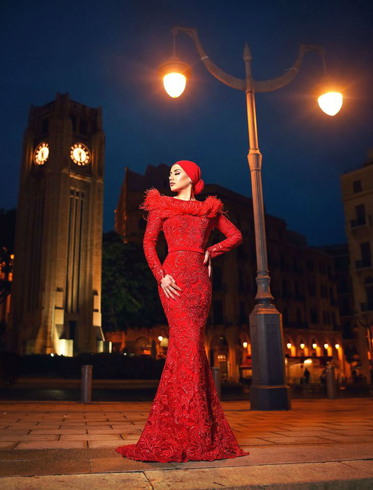 Gorgeous Red Mermaid Prom Dresses 2019 Long Sleeve Lace Appliqued Sequins Formal Evening Gowns Feathers Custom Made robes de soirée