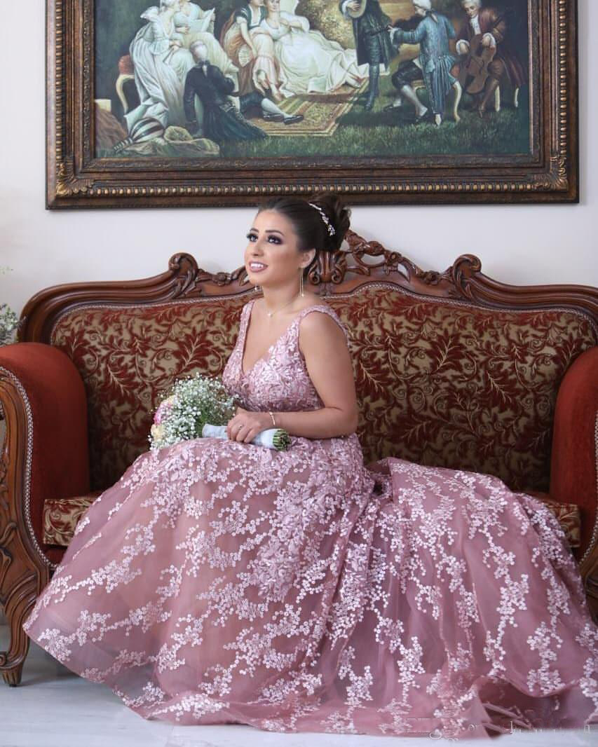 Aso Ebi Arabic Evening Dresses Lace Pink Backless Backless Beaded Wed Guests Dresses Formal Prom Party Gowns