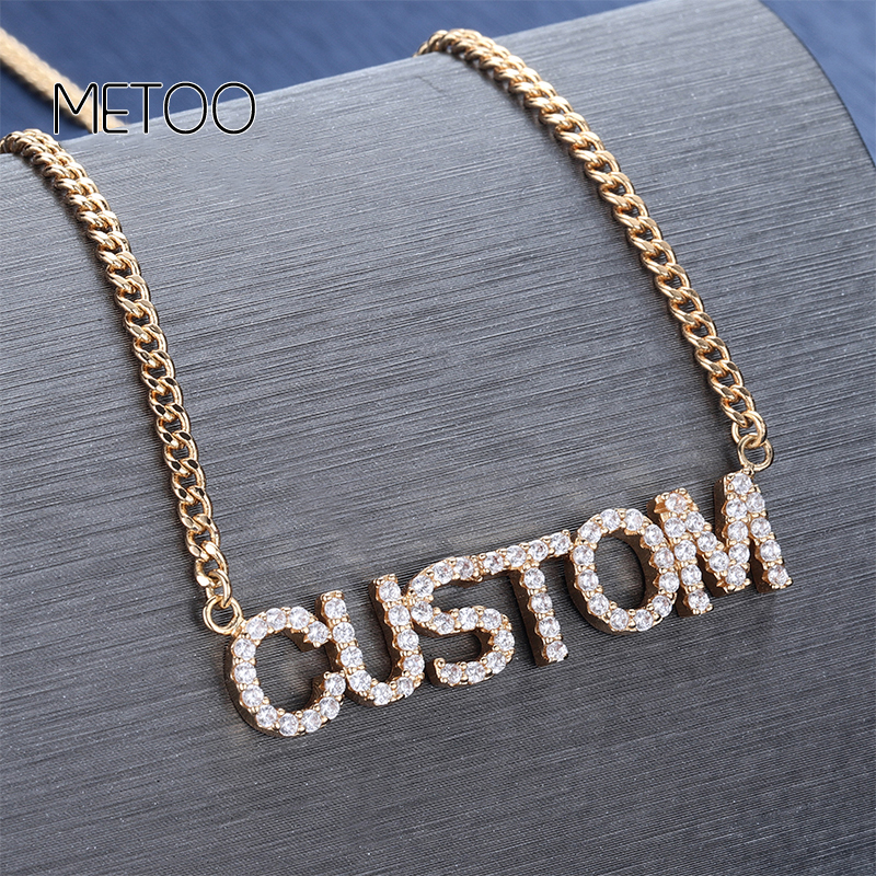 DOREMI Crystal Pendant Letters Necklace for Women Custom Jewelry Custom Name Necklaces Numbers Personalized Zirconia Pendant