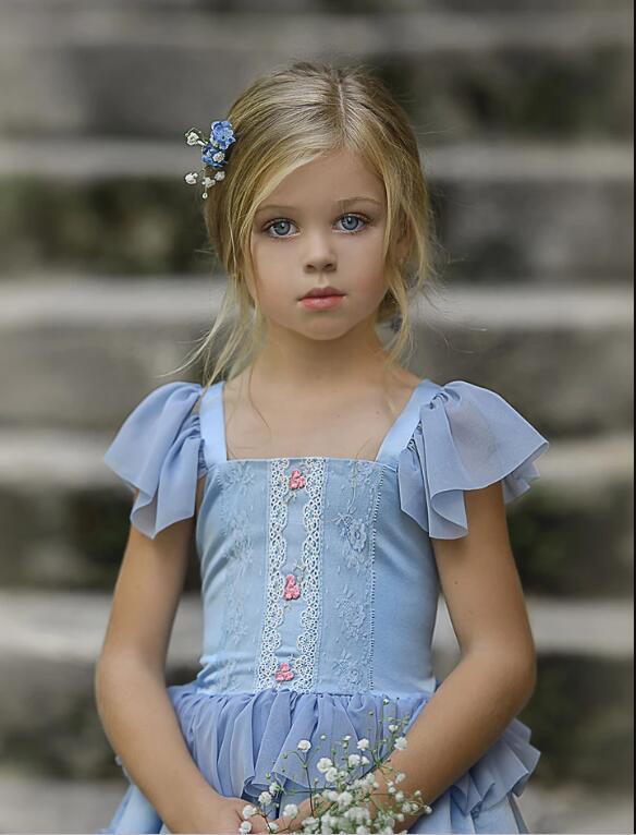 Cute New Flower Girls Dresses For Wedding Multilayer Sleeveless Kids Formal Wear Floor Length Girl S Pegeant Dress