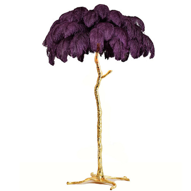 2020 Nordic Ostrich Feather Living Room Floor Lamp Stand Lamp Bedroom Modern Interior Lighting Decorative Floor Lights Standing Lamps