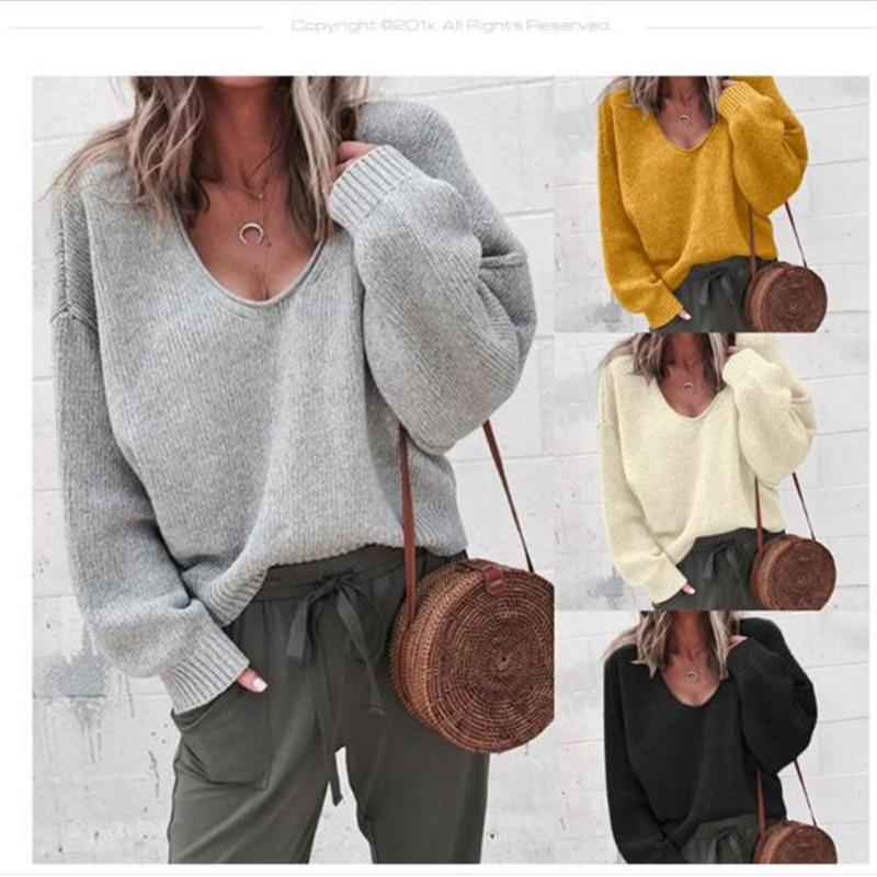 High quality Autumn 2020 Fashion pullovers women' V-Neck pure color long sleeve sweater casual loose kniting sweater, Black
High quality Autumn 2020 Fashion pullovers women' V-Neck pure color long sleeve sweater casual loose kniting sweater, Black