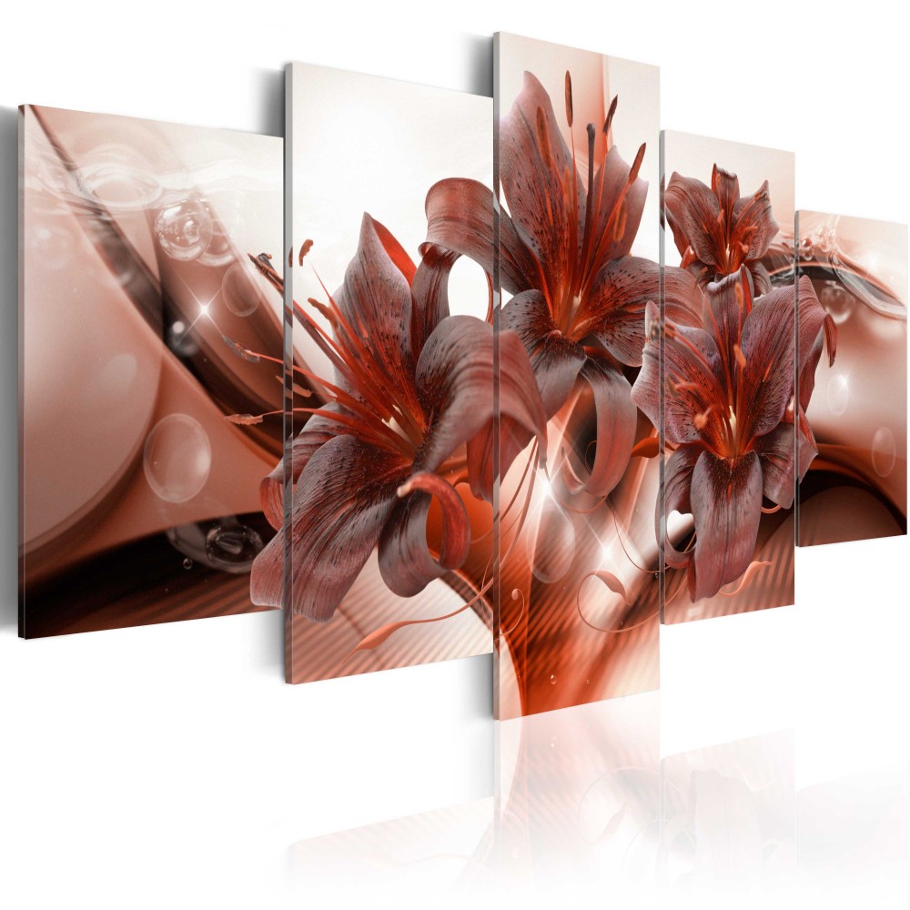 ( No Frame ) Abstract Flower Canvas Art Print Modern Wall Painting Home Decoration Gift for Love, Choose Color & Size