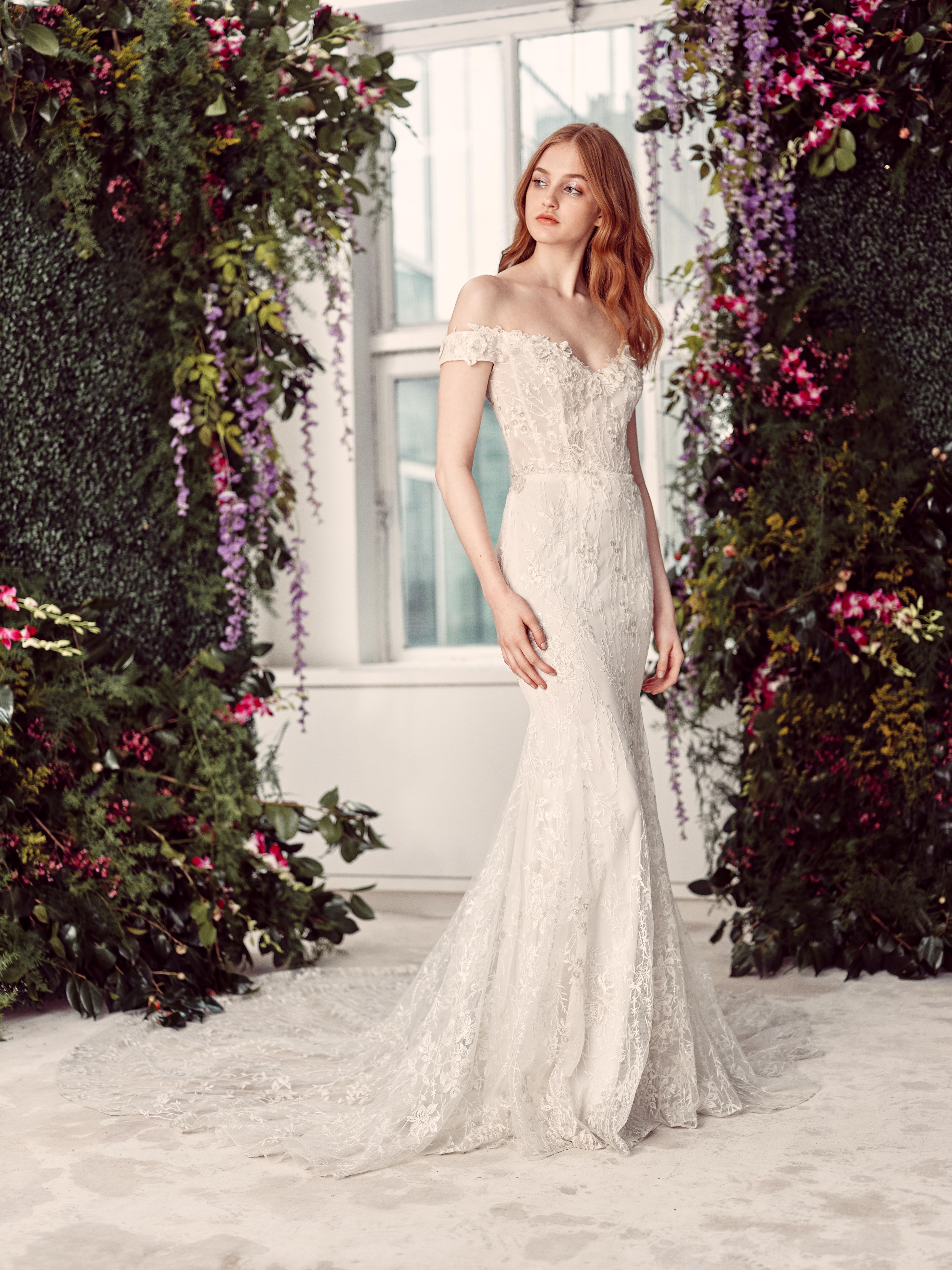 Luxury Mermaid Rita Vinieris Wedding Dresses Off Shoulder Sleeveless Tulle Applique Sequins Wedding Gown Sweep Train Custom robe de mariée