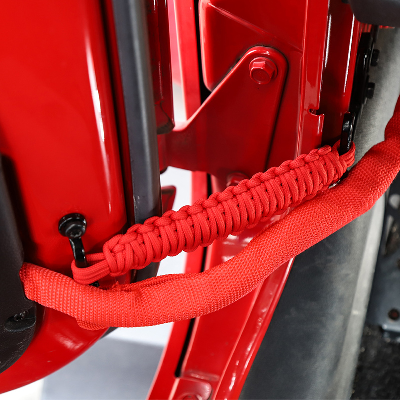 Door Limiting Straps for Jeep Wrangler CJ YJ TJ JK JKU JL Door Limiter Paracord Hand Woven Red(2pcs)